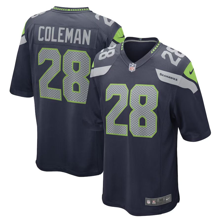 Men Seattle Seahawks #28 Justin Coleman Nike College Navy Game Player NFL Jersey